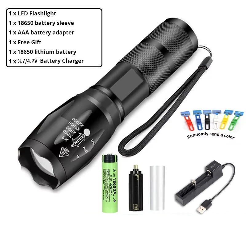 Ultra jasna, wodoodporna latarka kempingowa 1200lm 18650mAh