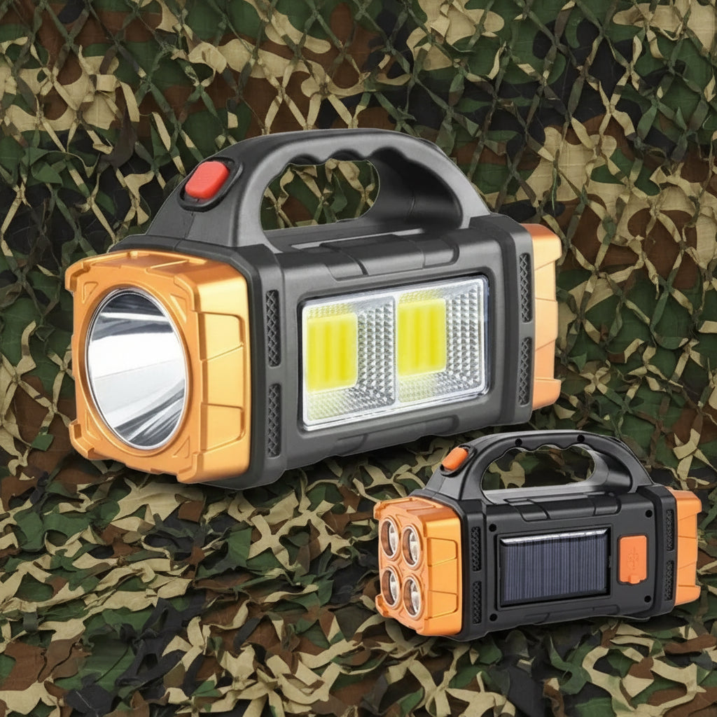 Wodoodporna ładowarka-powerbank LED dużej mocy, ładowana słonecznie