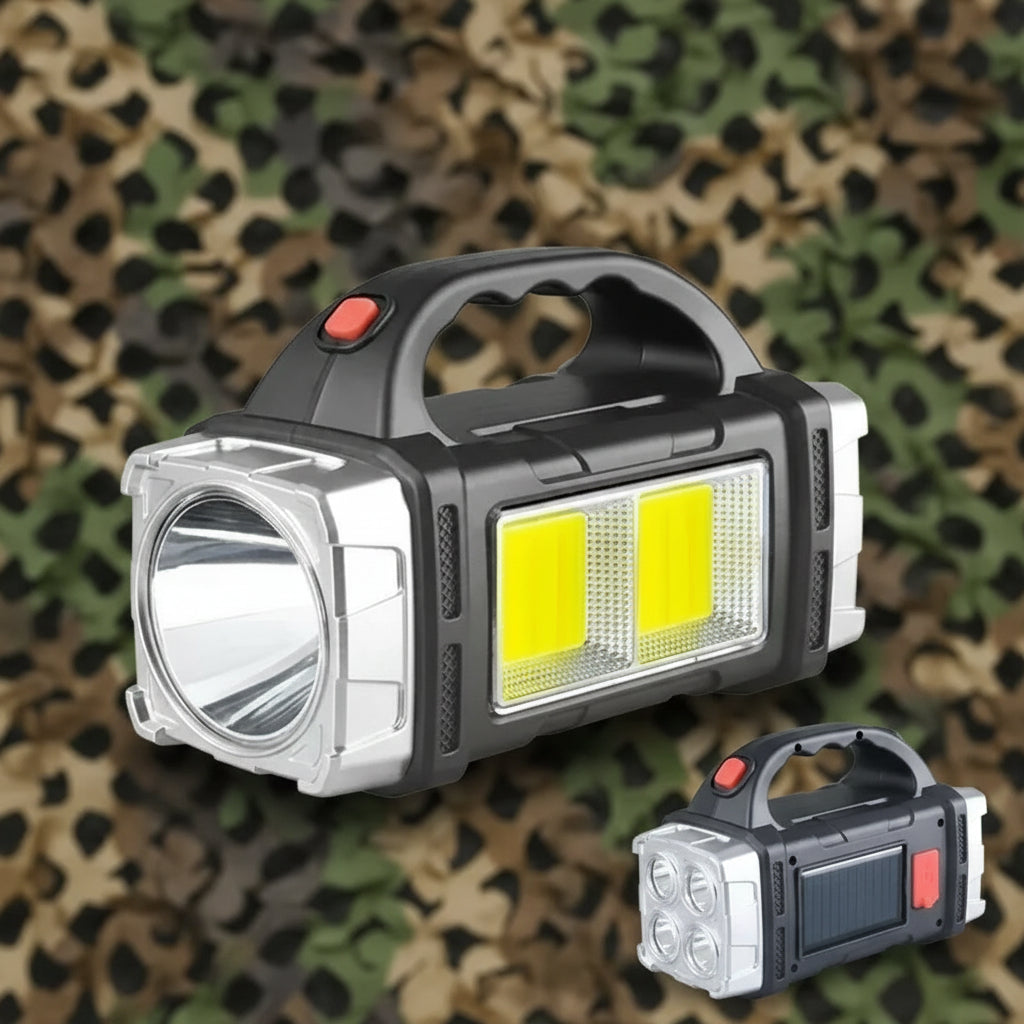 Wodoodporna ładowarka-powerbank LED dużej mocy, ładowana słonecznie