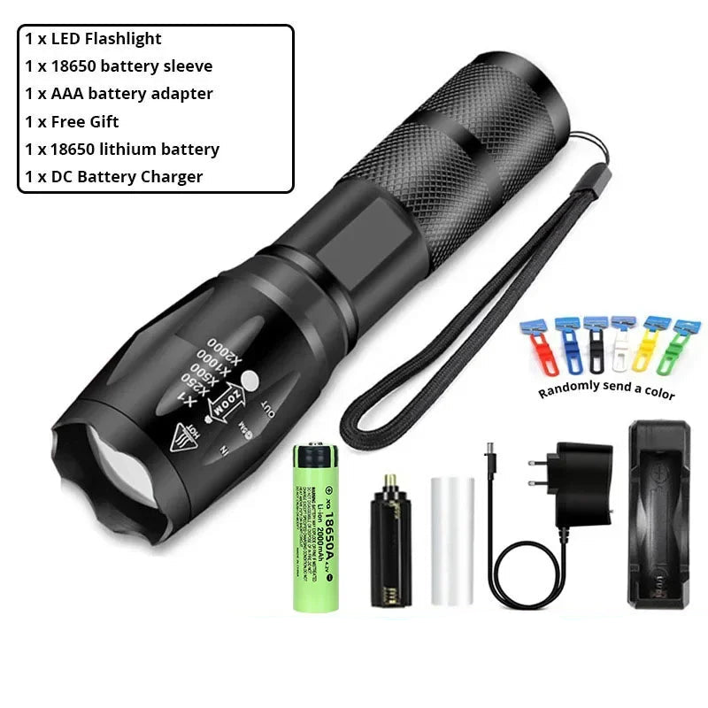 Ultra jasna, wodoodporna latarka kempingowa 1200lm 18650mAh