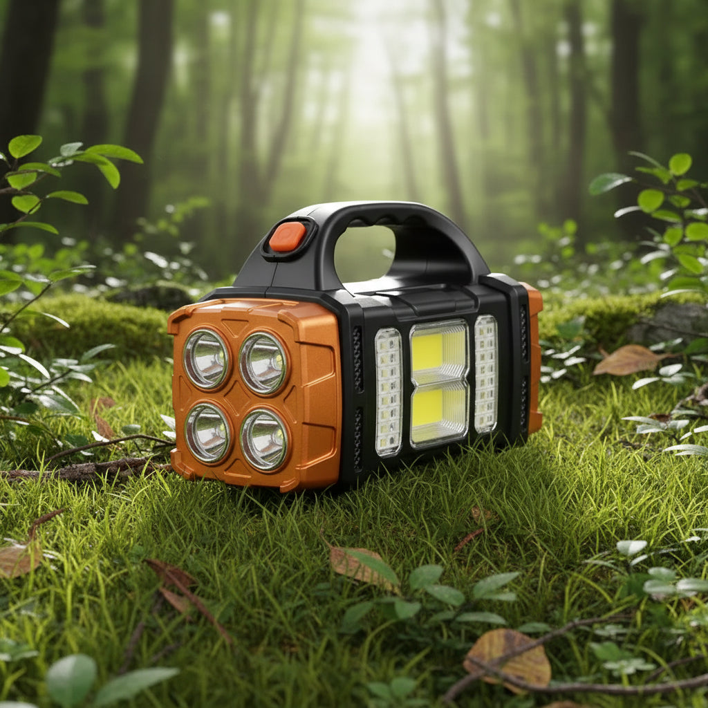 Wodoodporna ładowarka-powerbank LED dużej mocy, ładowana słonecznie