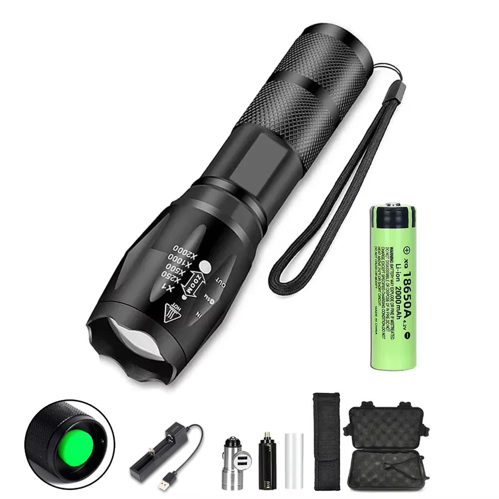 Ultra jasna, wodoodporna latarka kempingowa 1200lm 18650mAh