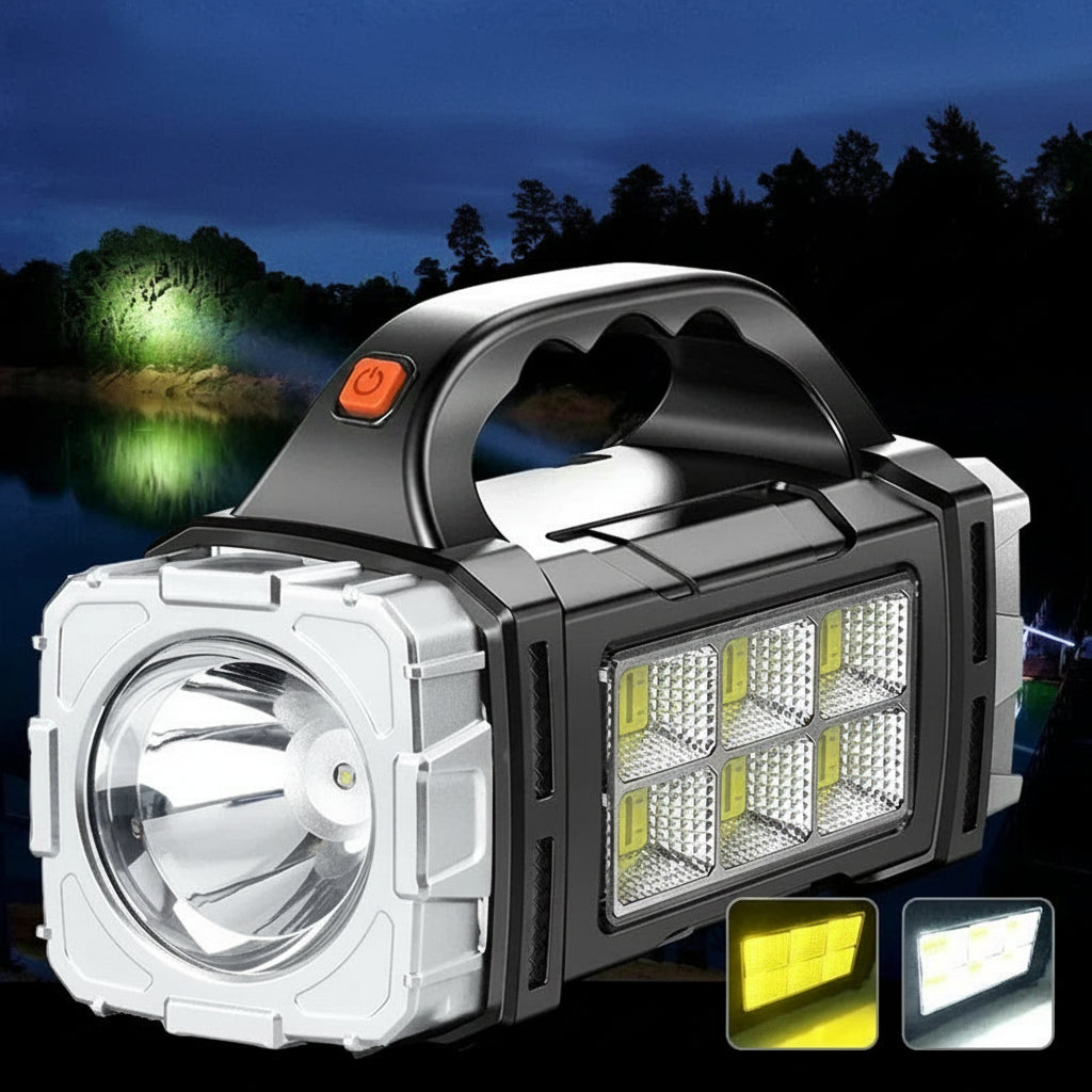 Wodoodporna ładowarka-powerbank LED dużej mocy, ładowana słonecznie