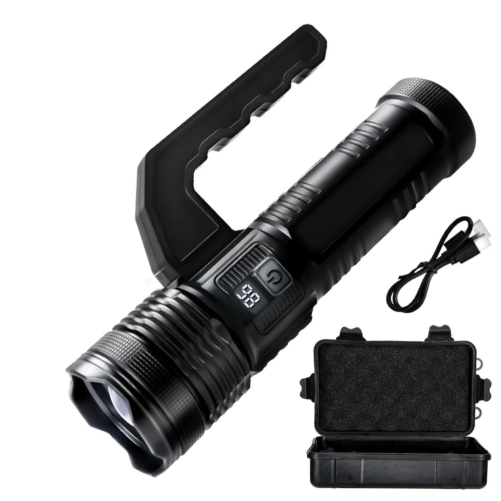 Przenośna latarka kempingowa z zoomem i bocznym światłem COB