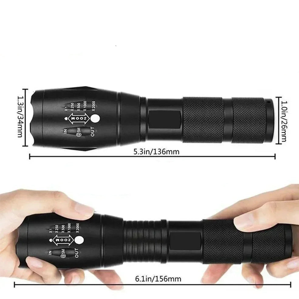 Ultra jasna, wodoodporna latarka kempingowa 1200lm 18650mAh