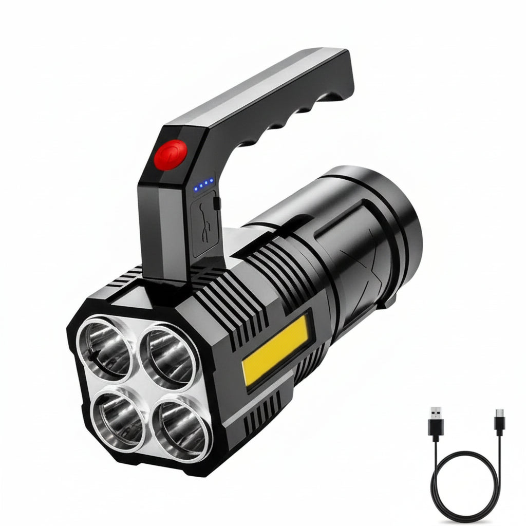 Przenośna latarka kempingowa z zoomem i bocznym światłem COB