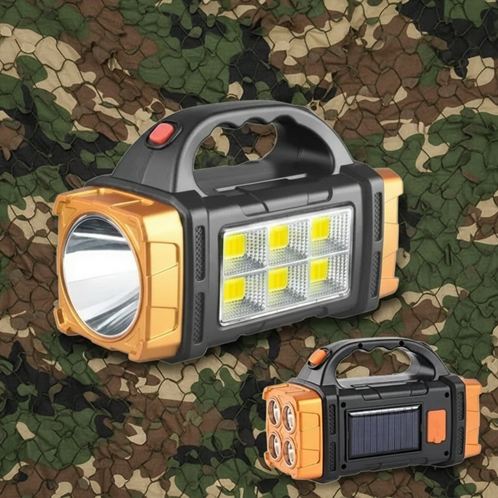 Wodoodporna ładowarka-powerbank LED dużej mocy, ładowana słonecznie